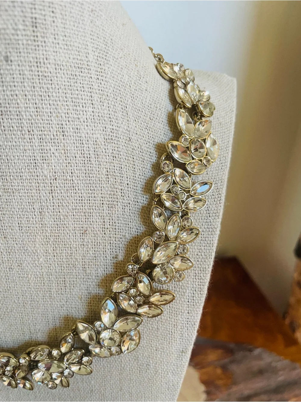 J. Crew Gold Crystal Leaf Statement Necklace - Women Jewelry